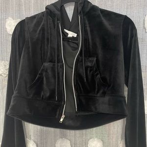 Cropped Velvet Hoodie